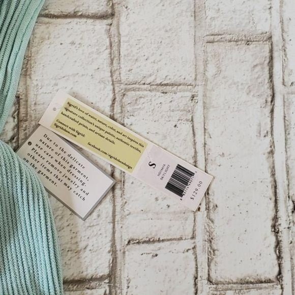 Sigrid Olsen Teal Button Down Sweater Long Sleeve Sheer Ribbed Cardigan Small - Picture 7 of 7